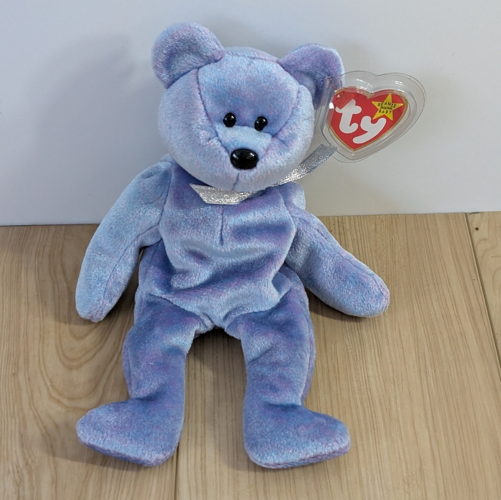 "Clubby II" Ty Plush Beanie Bear - Lavender